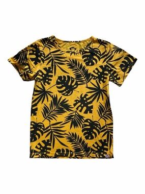 Appaman Boys Tropical Leaf Print TShirt Yellow Black Cotton Graphic Tee 8 Summer
